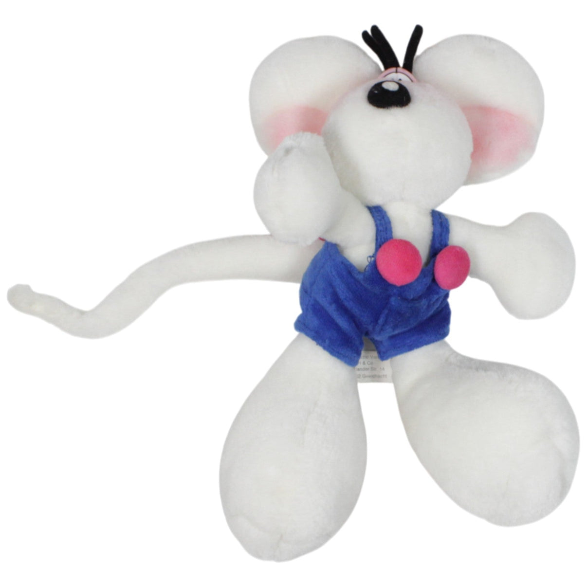 123000018932 Depesche Weißer Diddl mit blauer Latzhose Kuscheltier Kumpel Leo 25cm _Vintage_ Blau