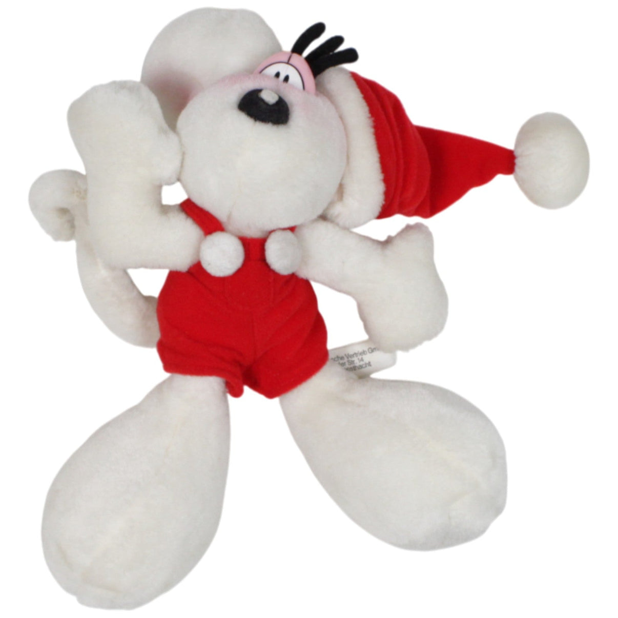 123000018933 Depesche Weißer Diddl mit roter Latzhose & Zipfelmütze Kuscheltier Kumpel Leo 20cm _Vintage_ ebay - stofftiere