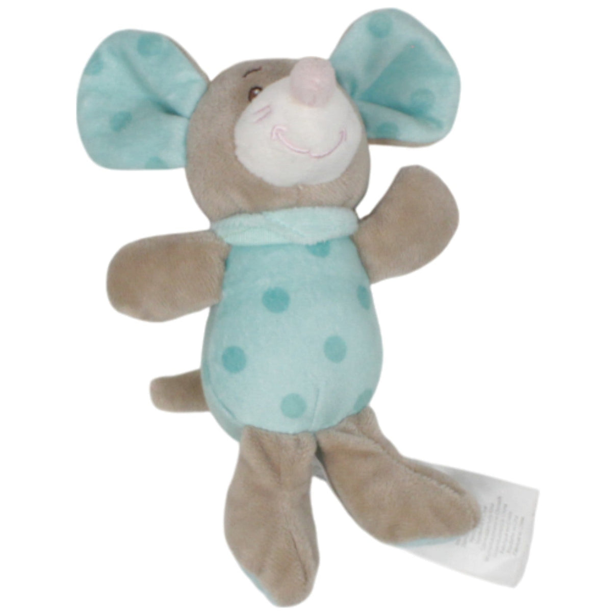 123000019021 Ergee (KiK) Patchwork Maus mit Punkten, türkis Kuscheltier Kumpel Leo 20cm Beige Blau