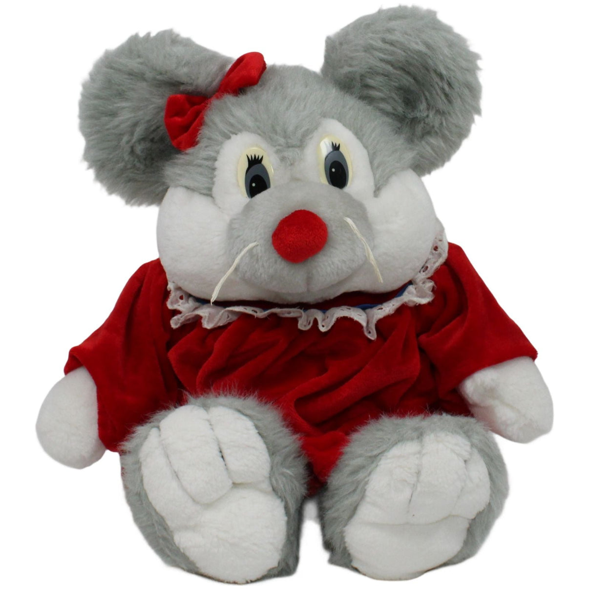 123000019236 Tchibo XL Mama Maus mit rotem Nachthemd und Schleife Kuscheltier Kumpel Leo 50cm _Vintage_ ebay - 20 - stofftiere