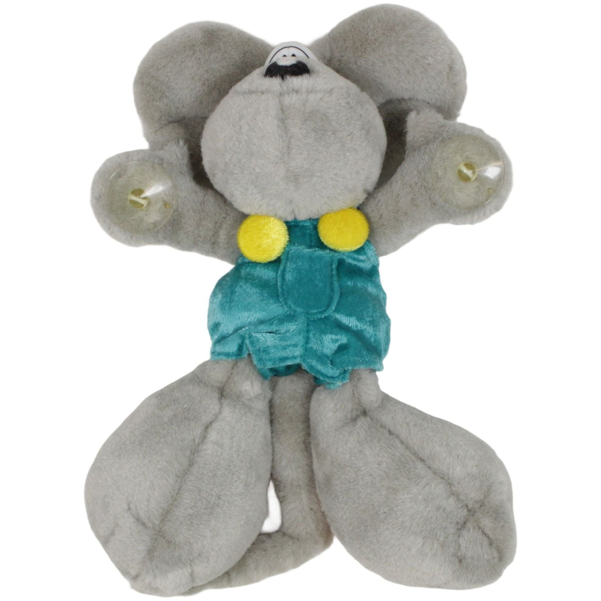 123000019275 Depesche Graue Diddl - Maus mit türkiser Latzhose & Saugnäpfen Kuscheltier Kumpel Leo 25cm _Vintage_ Blau