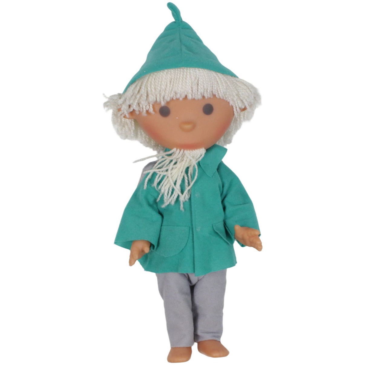 123000019321 Sonni - Spielwaren Sandmann aus der DDR, türkis Puppe Kumpel Leo 40cm _Vintage_ Beige