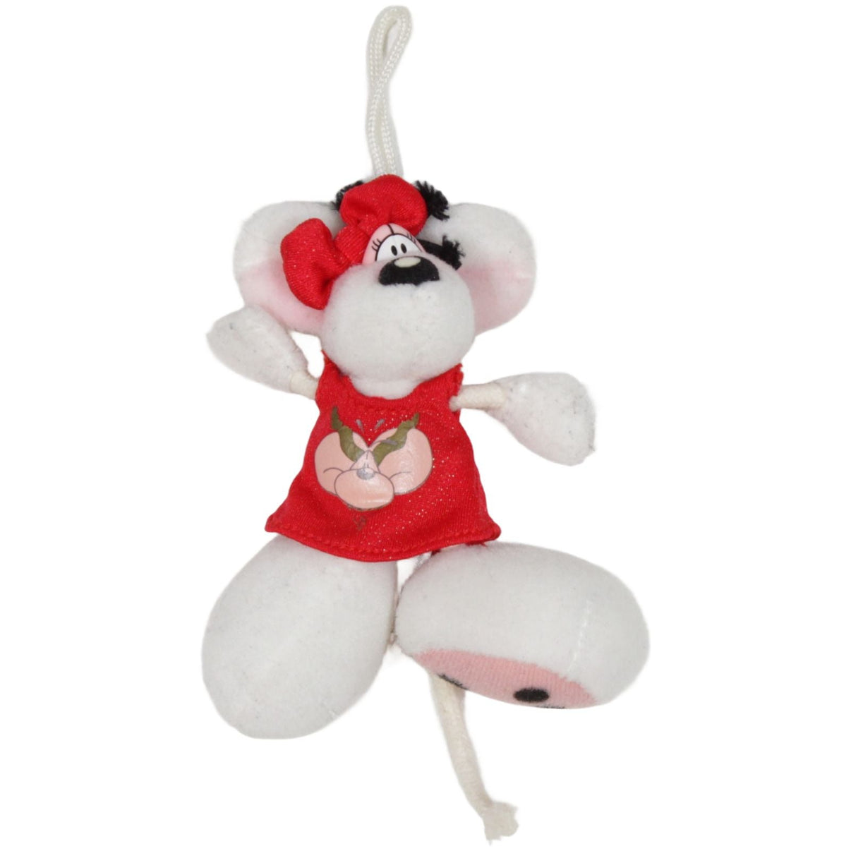 123000019429 Unbekannt Diddlina in rotem Glitzerkleid Schlüsselanhänger Kumpel Leo 10cm _Vintage_ ebay - taschen - rucksaecke