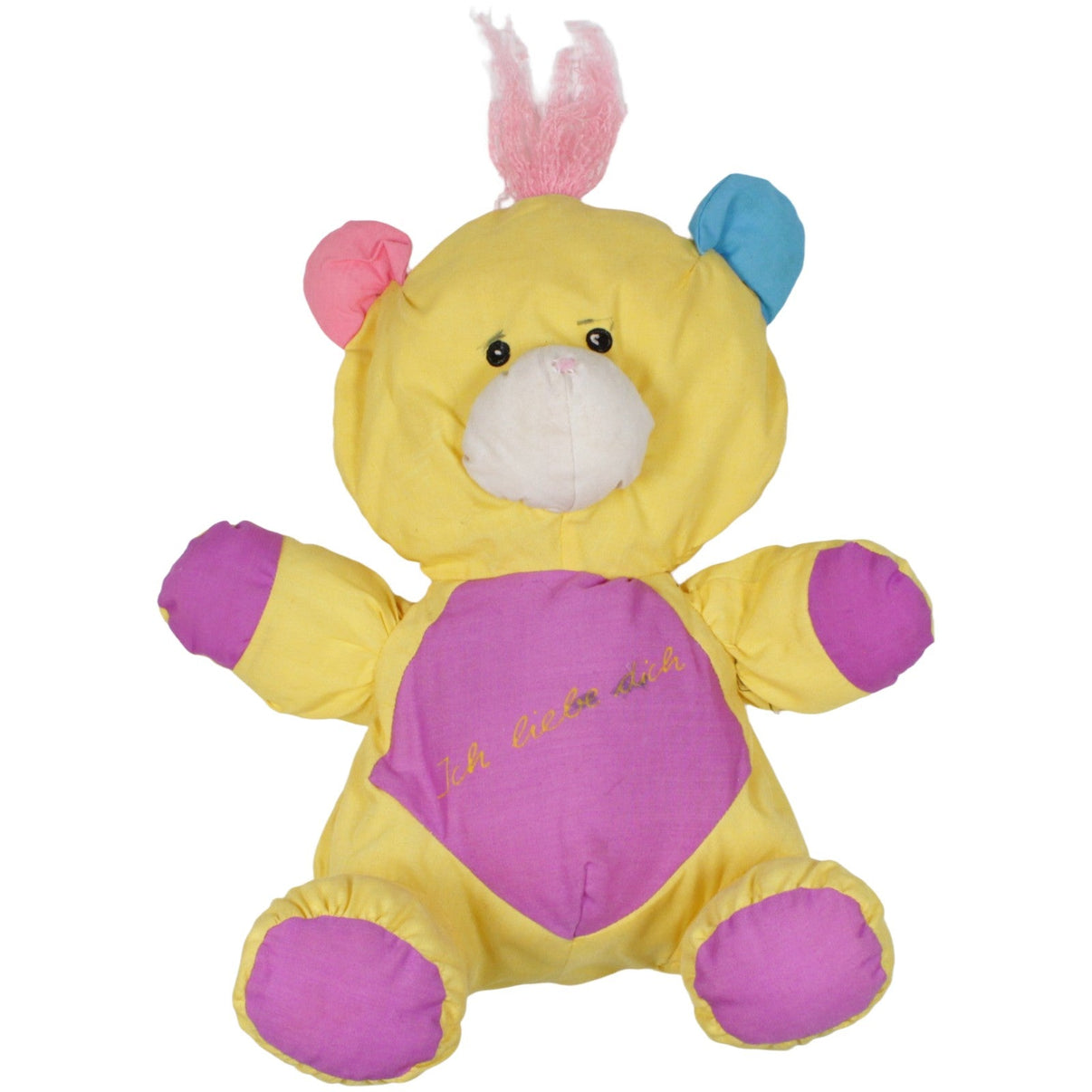 123000019529 GEGU Knautschi, gelber Bär "Ich liebe dich" Kuscheltier Kumpel Leo 30cm _Vintage_ Bär