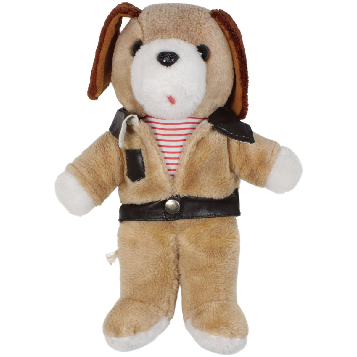123000019564 Heunec Hund mit Jacke, groß Kuscheltier Kumpel Leo 35cm _Vintage_ Braun
