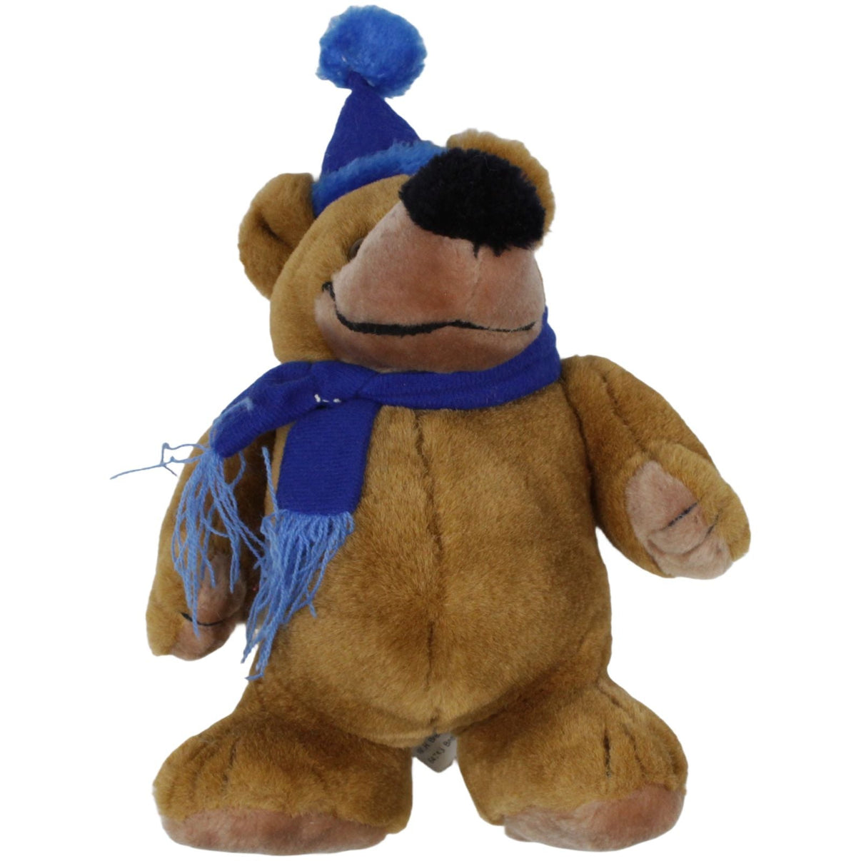 123000019565 W.H. Breimer Clown Toys, süßer Bär mit blauer Mütze & Schal Kuscheltier Kumpel Leo 25cm _Vintage_ Blau