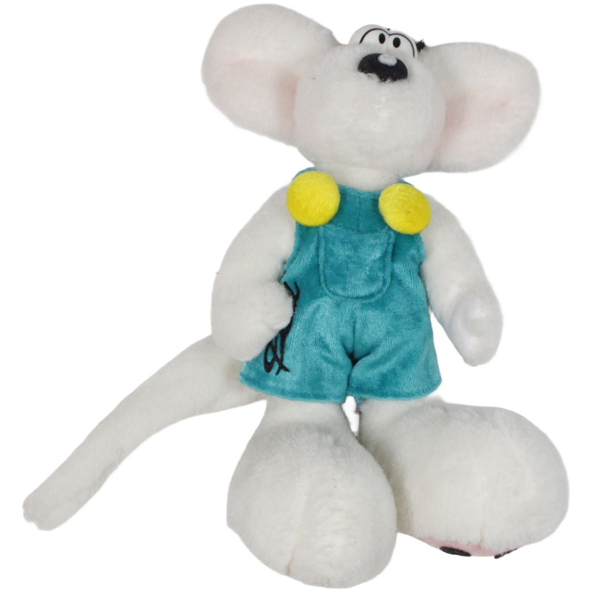 123000019580 Depesche Weiße Diddl - Maus türkiser Latzhose, klein Kuscheltier Kumpel Leo 20cm _Vintage_ Blau