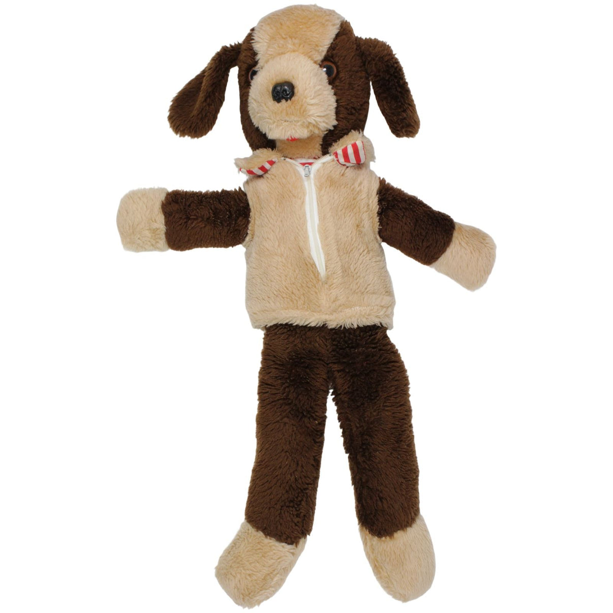 123000019584 Unbekannt XL Hund mit Jacke, braun - beige Kuscheltier Kumpel Leo 55cm _Vintage_ Beige