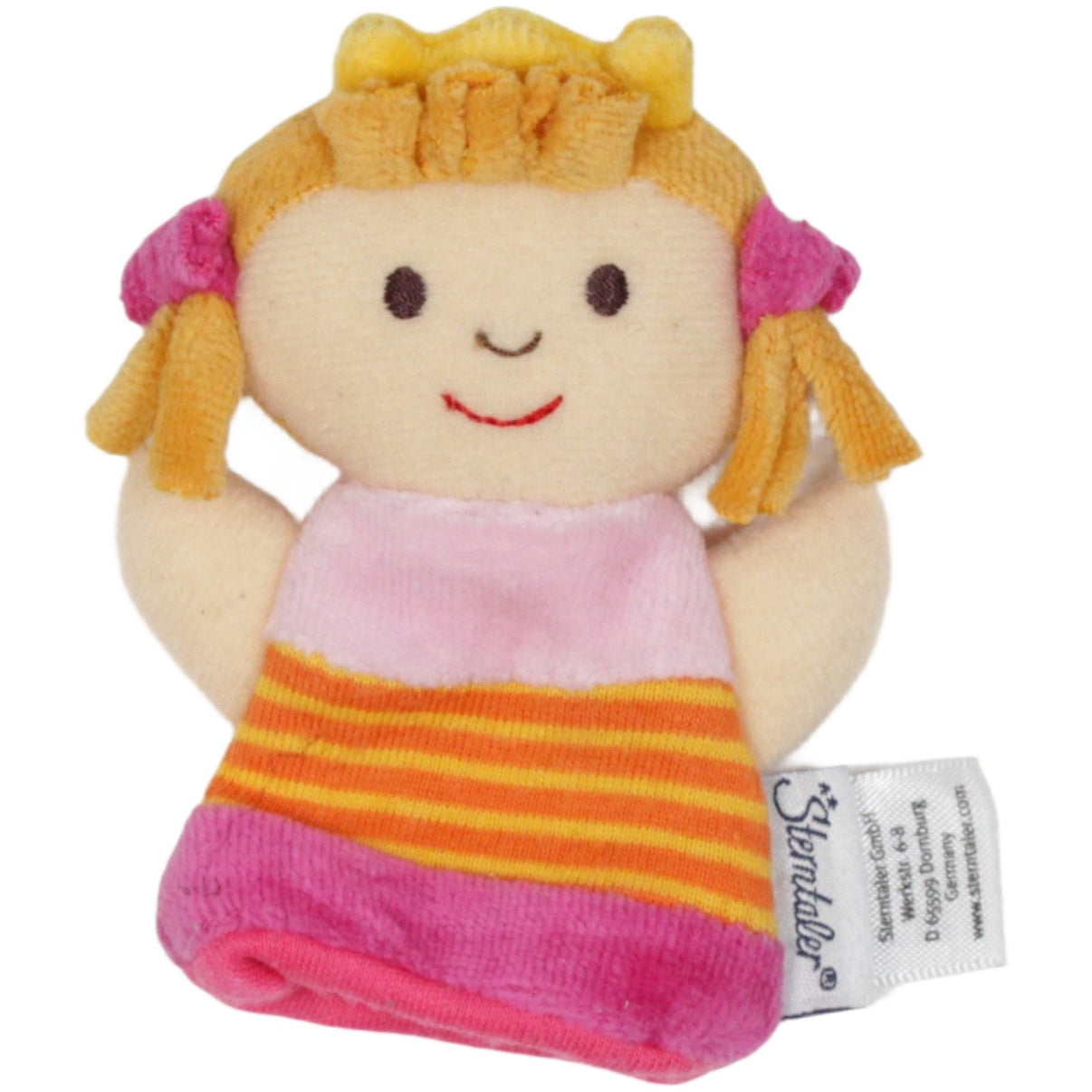 123000019768 Sterntaler Mädchen mit zwei Zöpfen Fingerpuppe Kumpel Leo 10cm ebay - stofftiere Fingerpuppe