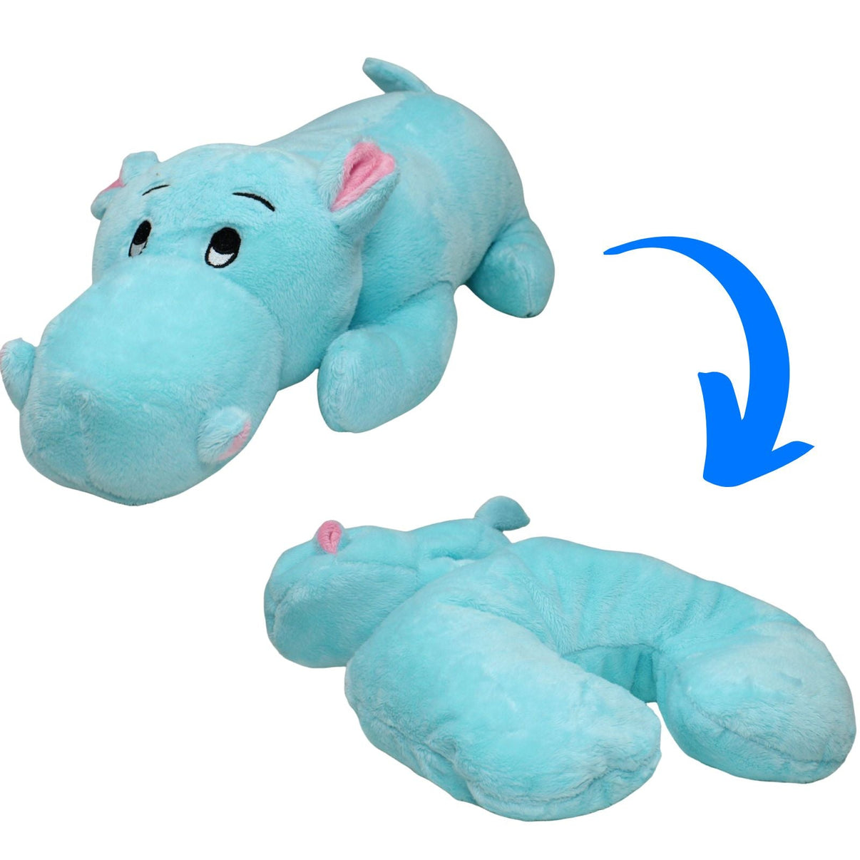 123000021375 tex idea care 2 in 1, türkises Nilpferd Nackenkissen Kumpel Leo 24cm 30cm 35cm