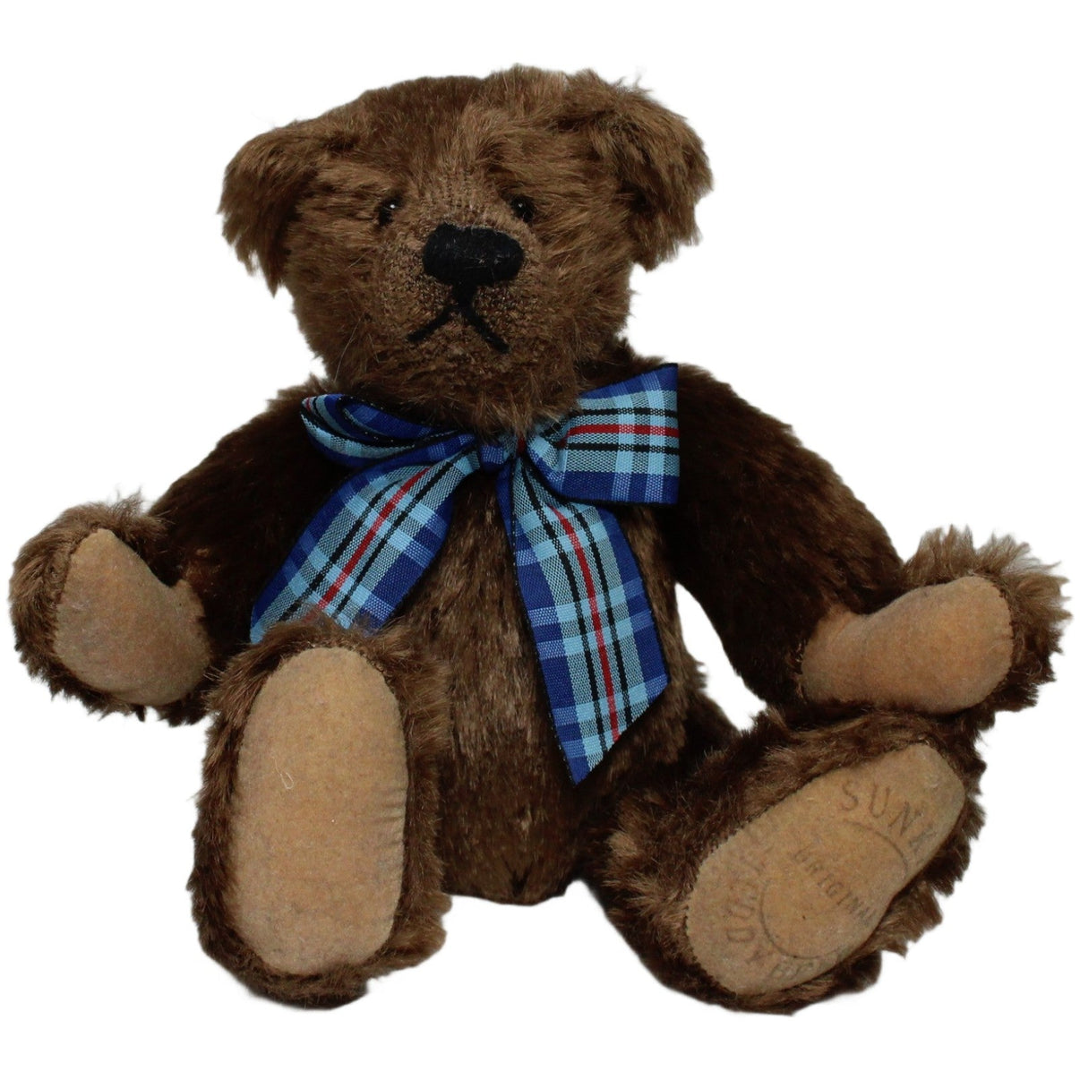 123000021649 Sunkid Teddybär mit beweglichen Gliedern & karierter Schleife Kuscheltier Kumpel Leo 24cm Blau Braun