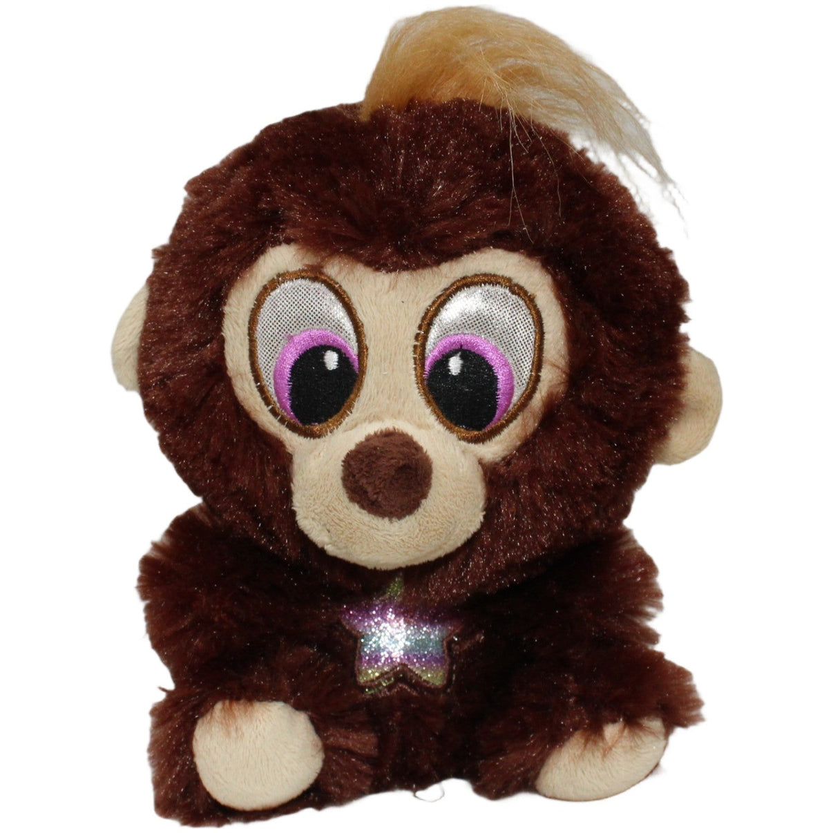 123000021711 Toi - Toys Affe mit buntem Stern auf dem Bauch Kuscheltier Kumpel Leo 18cm Affe Beige