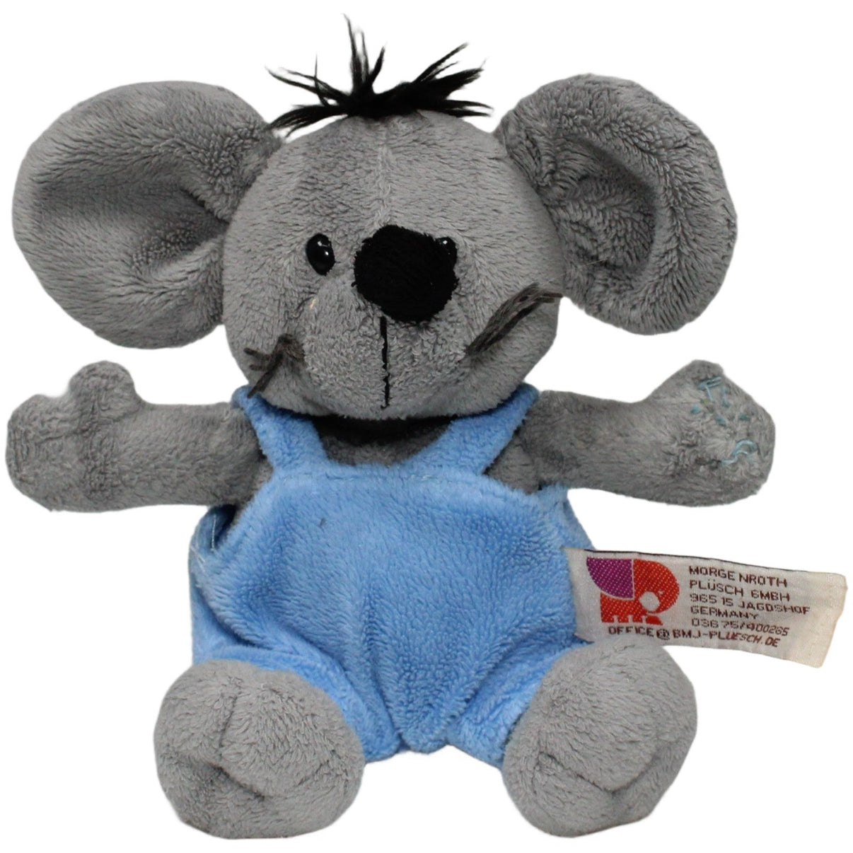 123000021760 Morgenroth Kleine graue Maus mit blauer Latzhose Kuscheltier Kumpel Leo 15cm Blau ebay - stofftiere
