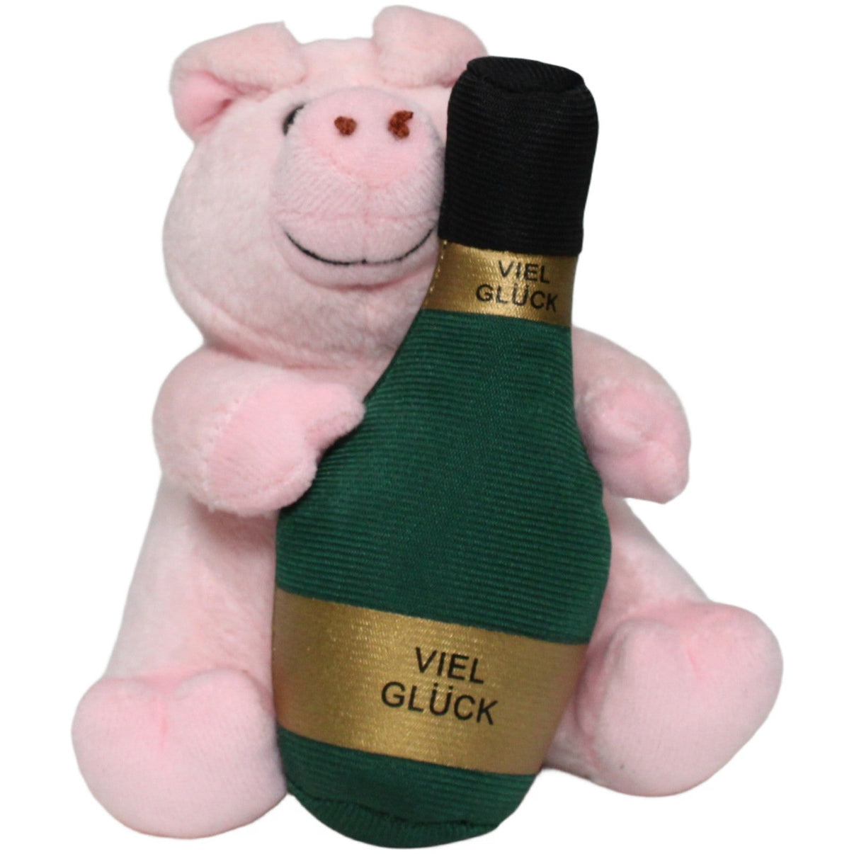 123000021786 ROSSMANN IDEENWELT, kleines Glücksschwein mit Sektflasche "VIEL GLÜCK" Kuscheltier Kumpel Leo 12cm ebay - stofftiere Gebraucht