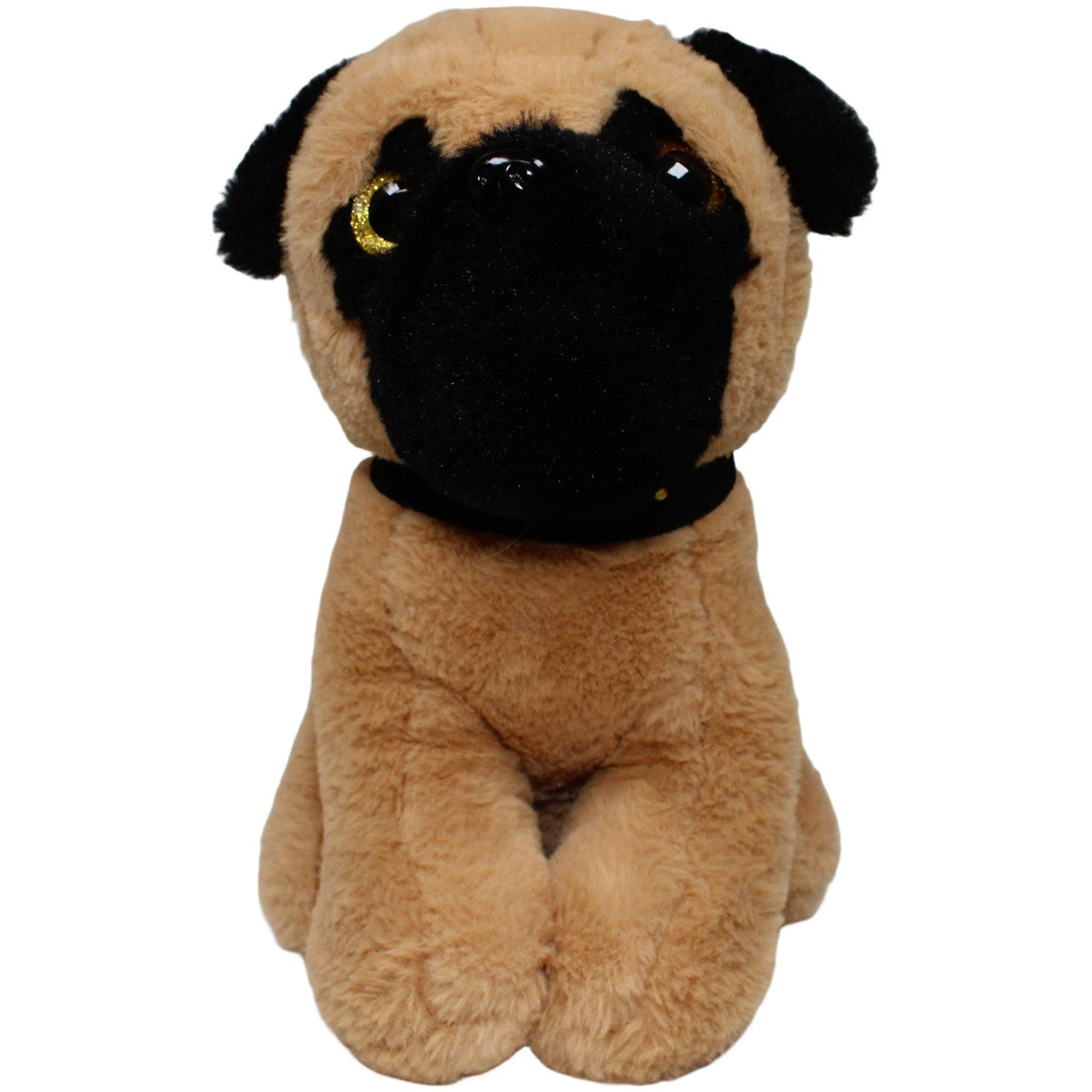 123000022050 Morgenroth Süßer Mops mit Glitzeraugen und schwarzem Halsband Kuscheltier Kumpel Leo 27cm Beige Braun