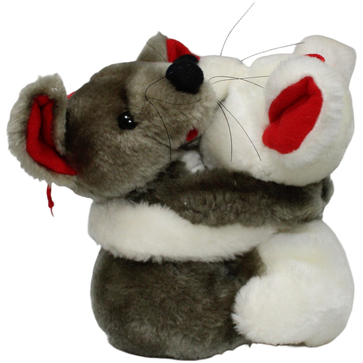 123000022246 Unbekannt Umarmende Mäuse mit Klett - Händen, weiß - grau Kuscheltier Kumpel Leo 16cm ebay - stofftiere Gebraucht