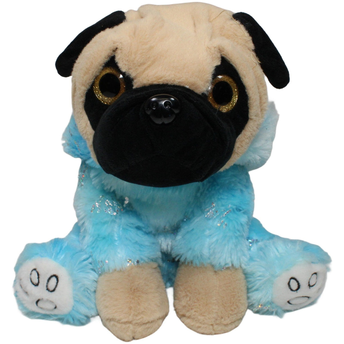 123000022262 Morgenroth Süßer Mops mit Glitzeraugen & blauer Kleidung Kuscheltier Kumpel Leo 30cm Beige Blau