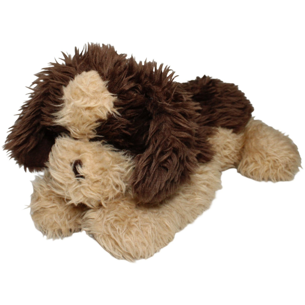 123000022485 Althans Club Zotteliger liegender XL Hund, braun - beige Kuscheltier Kumpel Leo 40cm _Vintage_ Beige