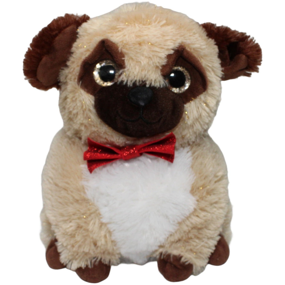 123000022530 Landahl & Baumann Glitzer - Mops mit roter Glitzerschleife Kuscheltier Kumpel Leo 32cm Beige Braun