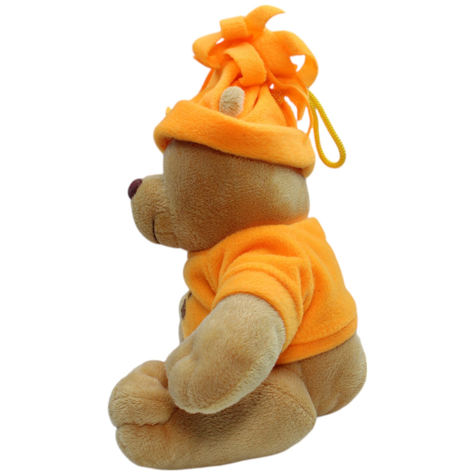 12310170 Braun Plüschwaren Teddybär mit orangem Pullover und Mütze Kuscheltier Kumpel Leo Bär Gebraucht Teddy