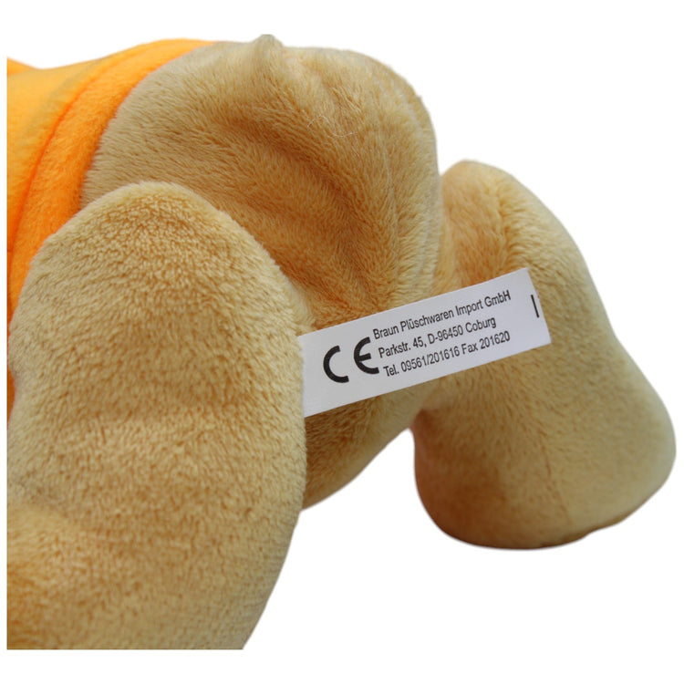 12310170 Braun Plüschwaren Teddybär mit orangem Pullover und Mütze Kuscheltier Kumpel Leo Bär Gebraucht Teddy