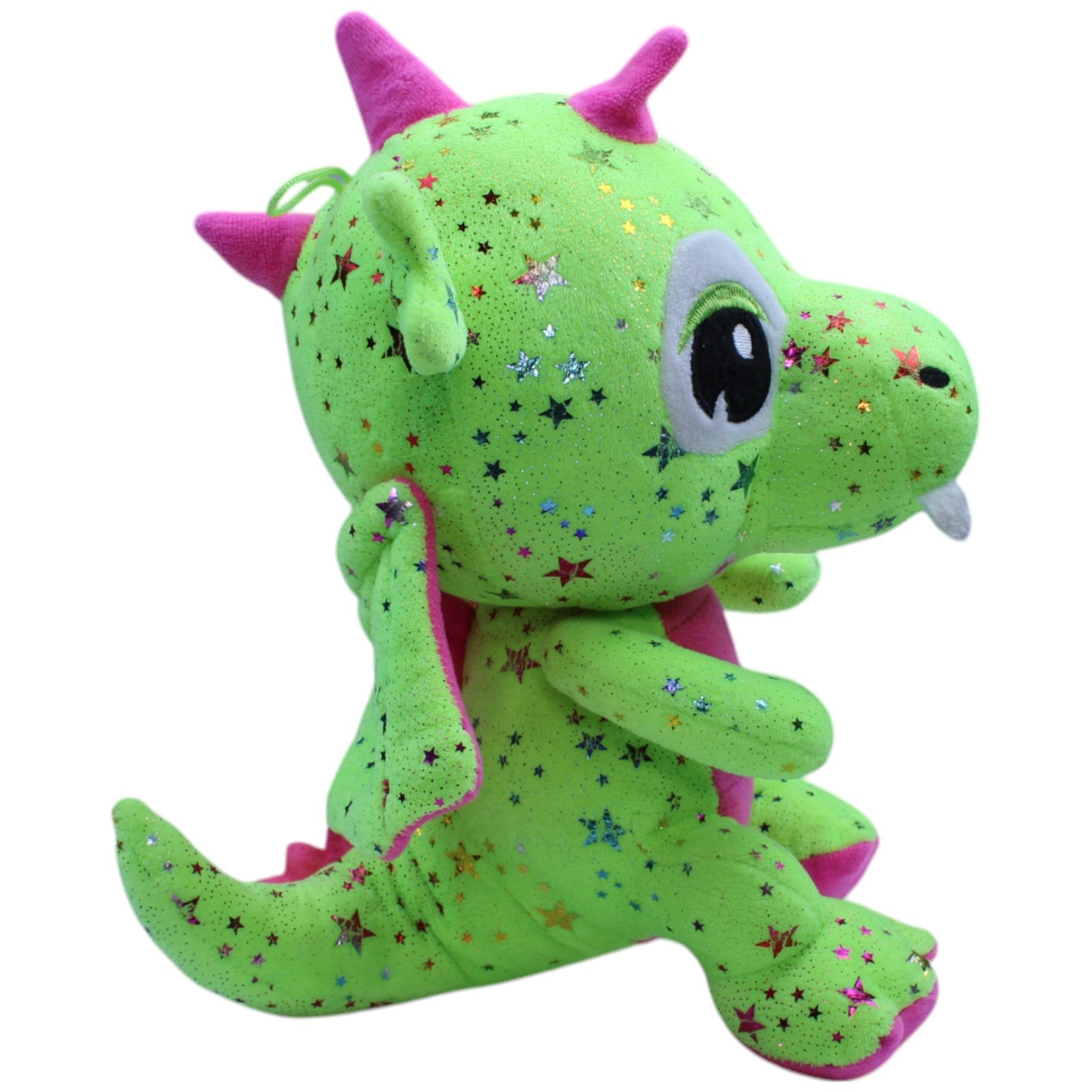 12310364 FLOTI Flos Toys, grüner Drache mit Glitzersternen Kuscheltier Kumpel Leo Gebraucht Märchen