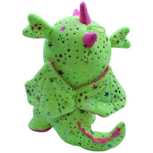 12310364 FLOTI Flos Toys, grüner Drache mit Glitzersternen Kuscheltier Kumpel Leo Gebraucht Märchen