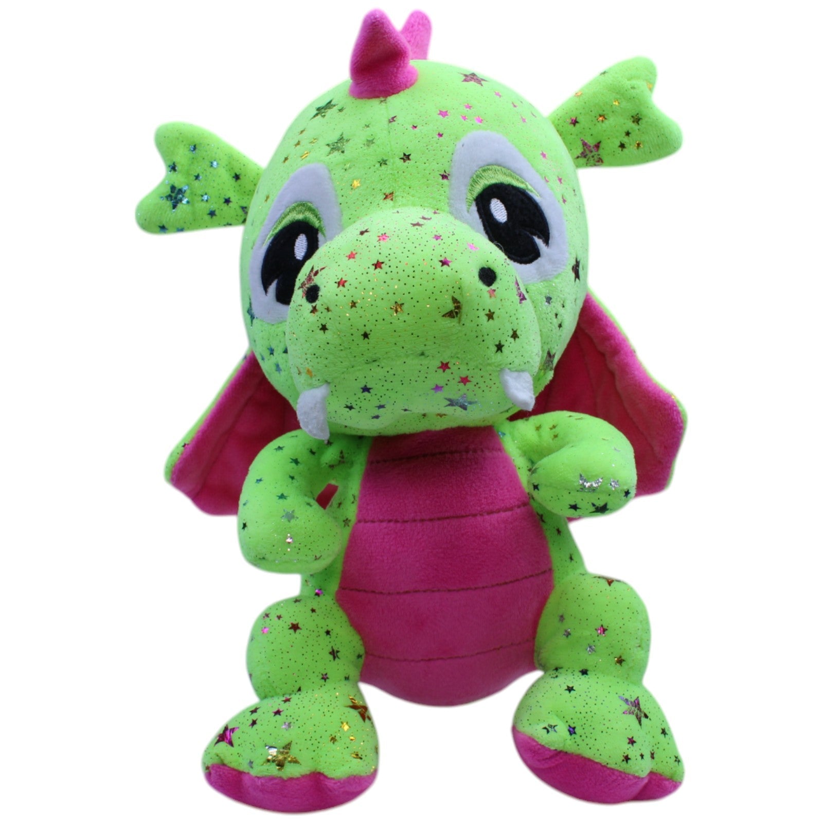 12310364 FLOTI Flos Toys, grüner Drache mit Glitzersternen Kuscheltier Kumpel Leo Gebraucht Märchen