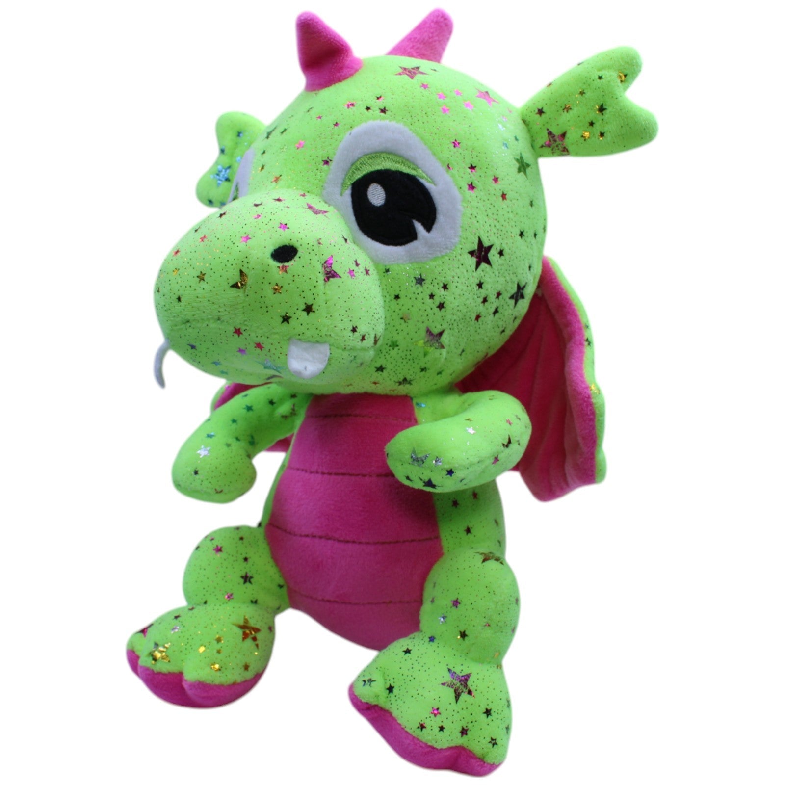 12310364 FLOTI Flos Toys, grüner Drache mit Glitzersternen Kuscheltier Kumpel Leo Gebraucht Märchen