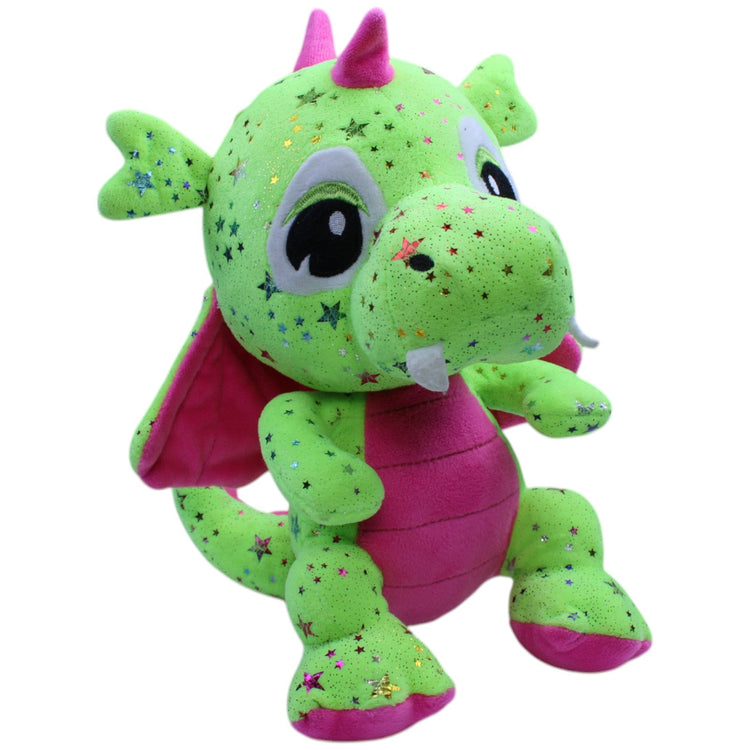 12310364 FLOTI Flos Toys, grüner Drache mit Glitzersternen Kuscheltier Kumpel Leo Gebraucht Märchen