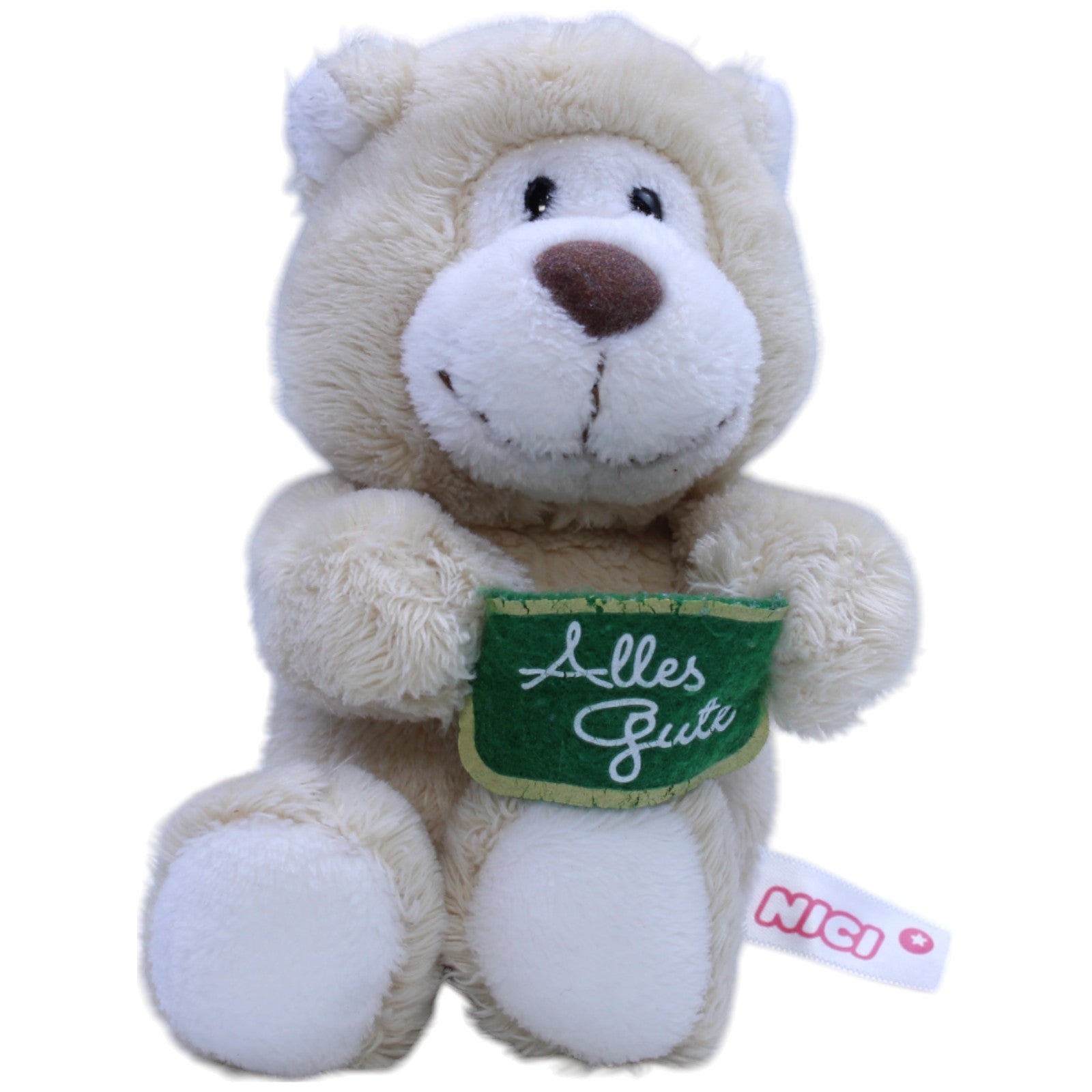 12310428 NICI Bär mit Schild "Alles Gute" Kuscheltier Kumpel Leo Bär Gebraucht Teddy