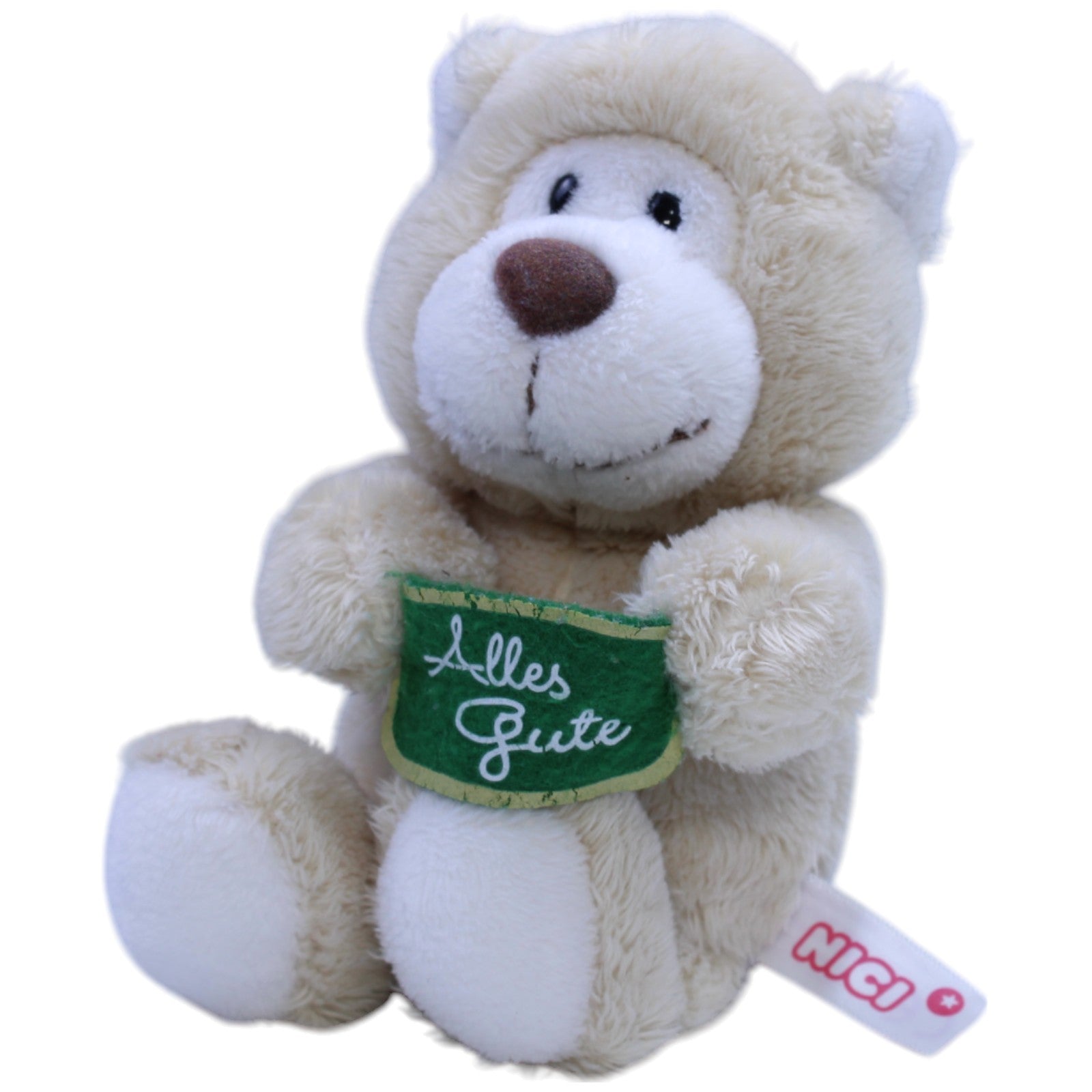 12310428 NICI Bär mit Schild "Alles Gute" Kuscheltier Kumpel Leo Bär Gebraucht Teddy