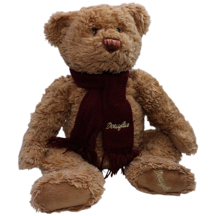 12310706 Douglas XL Douglas Teddybär mit weinrotem Schal, sitzend Kuscheltier Kumpel Leo Bär Gebraucht Teddy