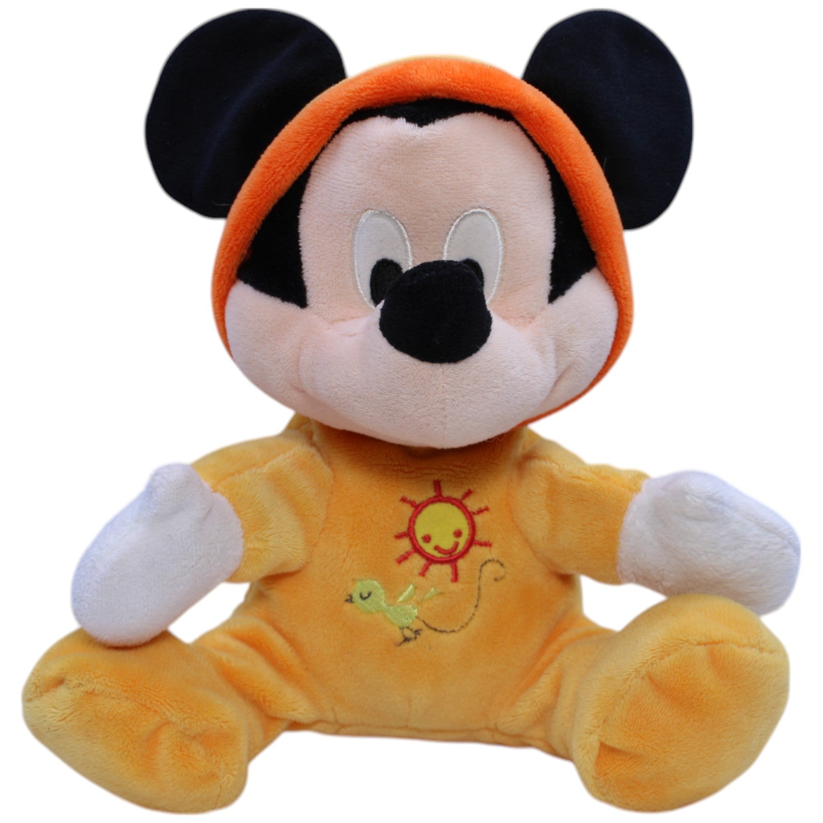 12310933 Nicotoy Disney, Baby Micky Maus im orangen Strampler Kuscheltier Kumpel Leo Disney Gebraucht