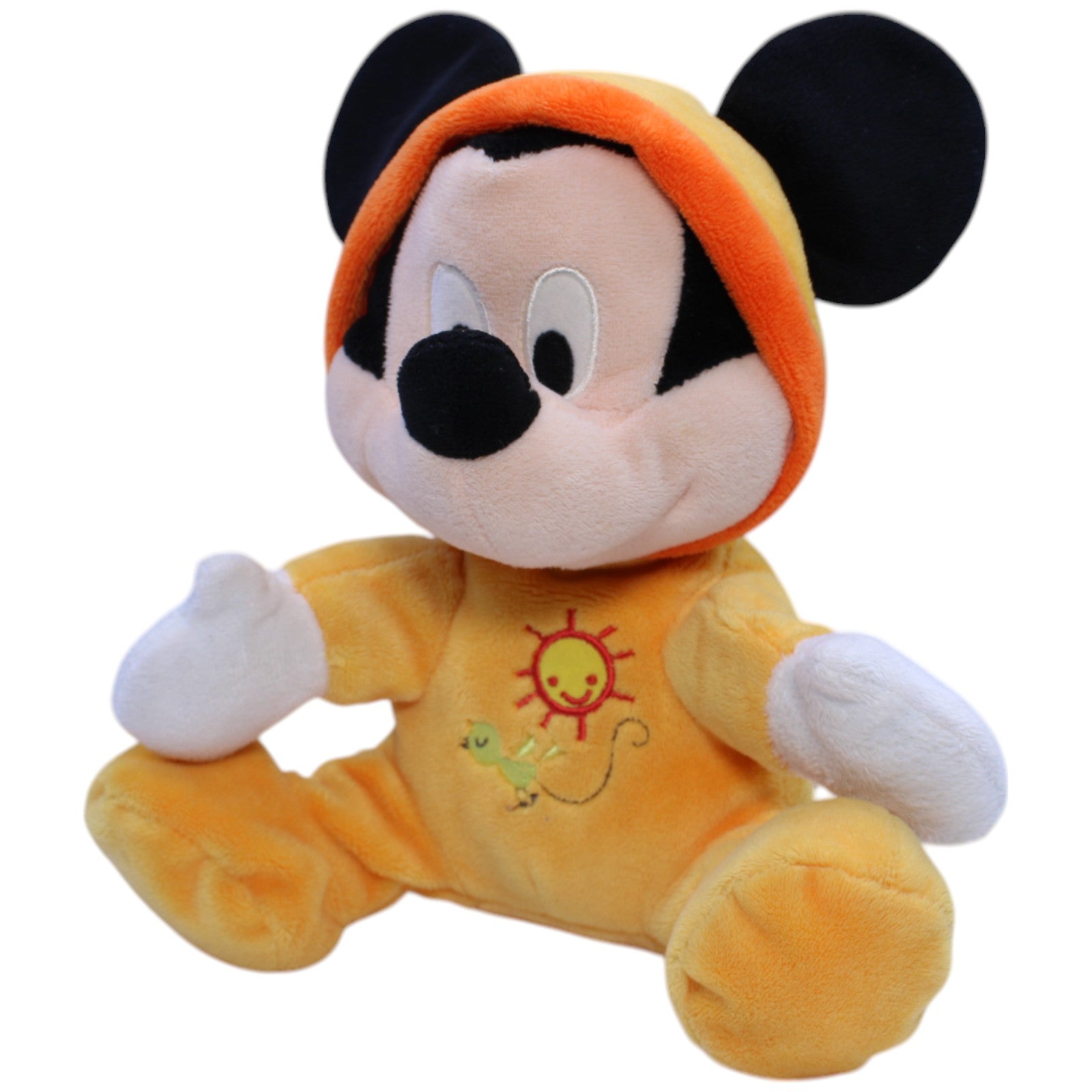 12310933 Nicotoy Disney, Baby Micky Maus im orangen Strampler Kuscheltier Kumpel Leo Disney Gebraucht