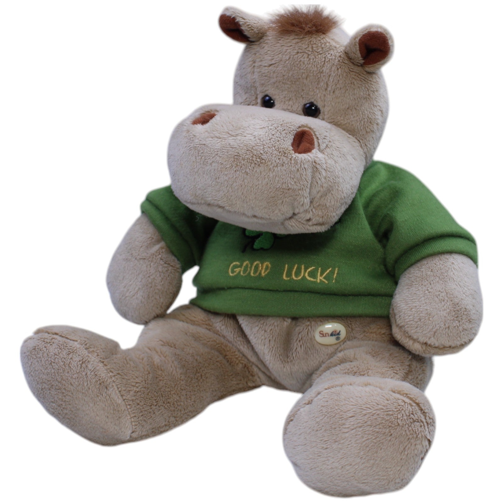 12311037 Sunkid Nilpferd mit "GOOD LUCK!" Shirt Kuscheltier Kumpel Leo Gebraucht Sunkid Vintage