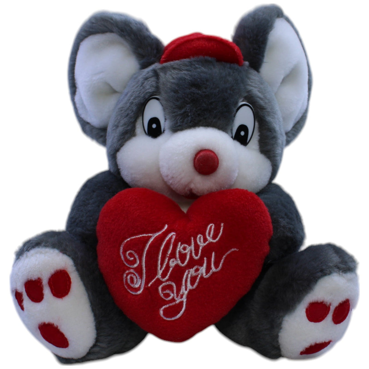 12311560 Uni - Toys Maus mit Kappe & Herz "I love you" Kuscheltier Kumpel Leo Gebraucht Vintage