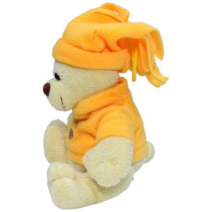 1233739 Braun Plüschwaren Teddybär mit orangem Pullover und Mütze Kuscheltier Kumpel Leo Bär Gebraucht Teddy