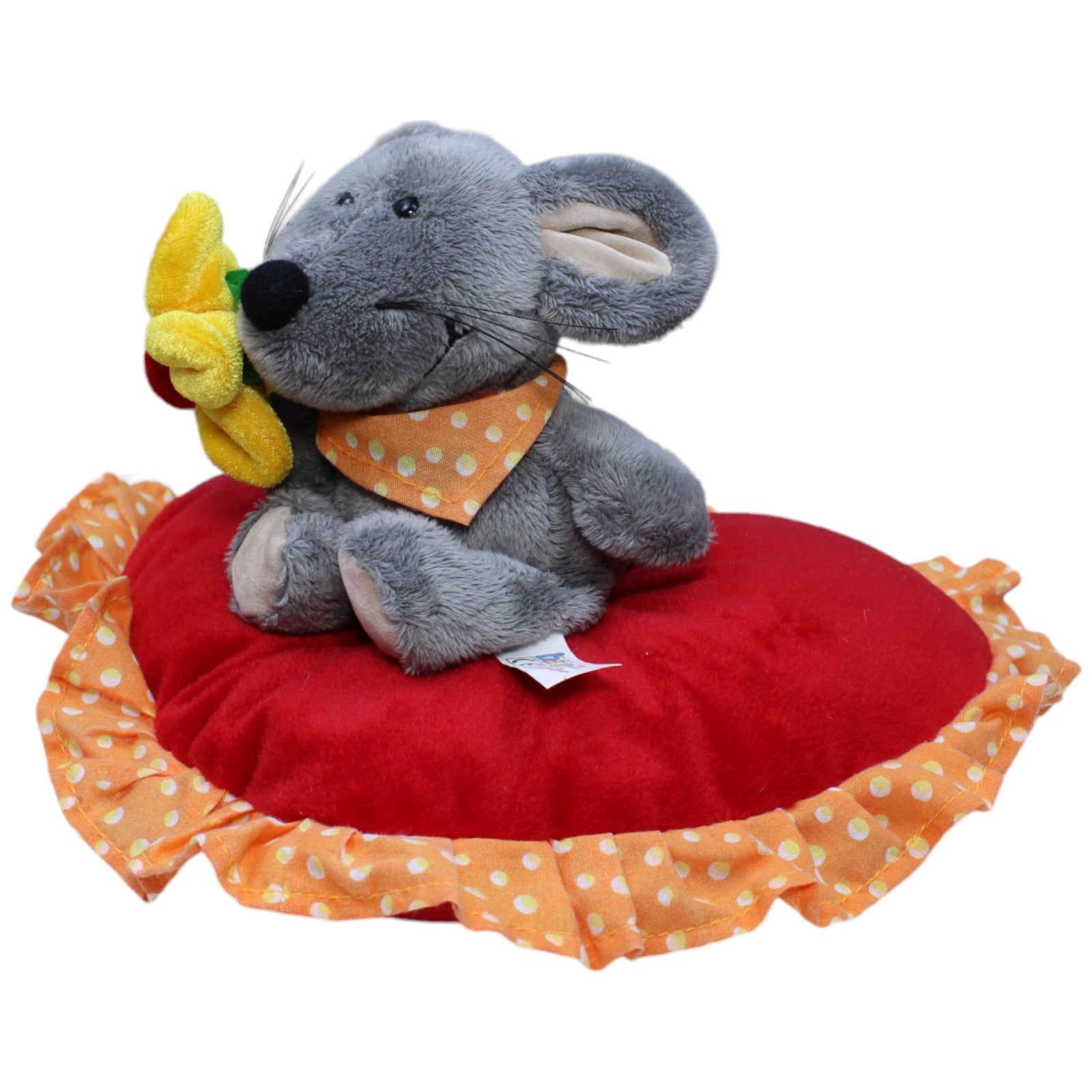 1233833 Heunec Maus mit Blume auf Herzkissen Kuscheltier Kumpel Leo Gebraucht