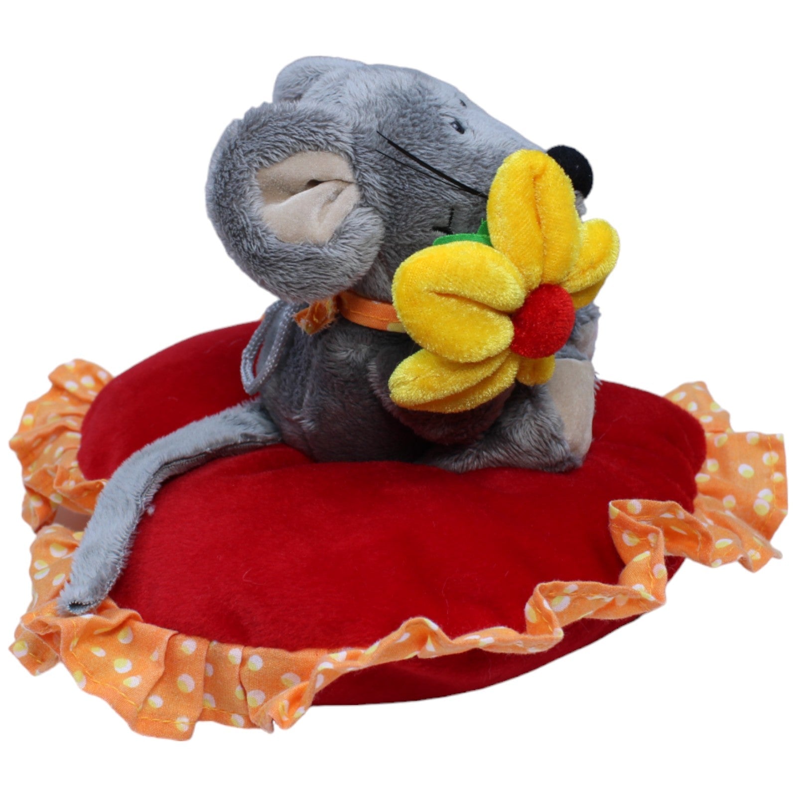 1233833 Heunec Maus mit Blume auf Herzkissen Kuscheltier Kumpel Leo Gebraucht