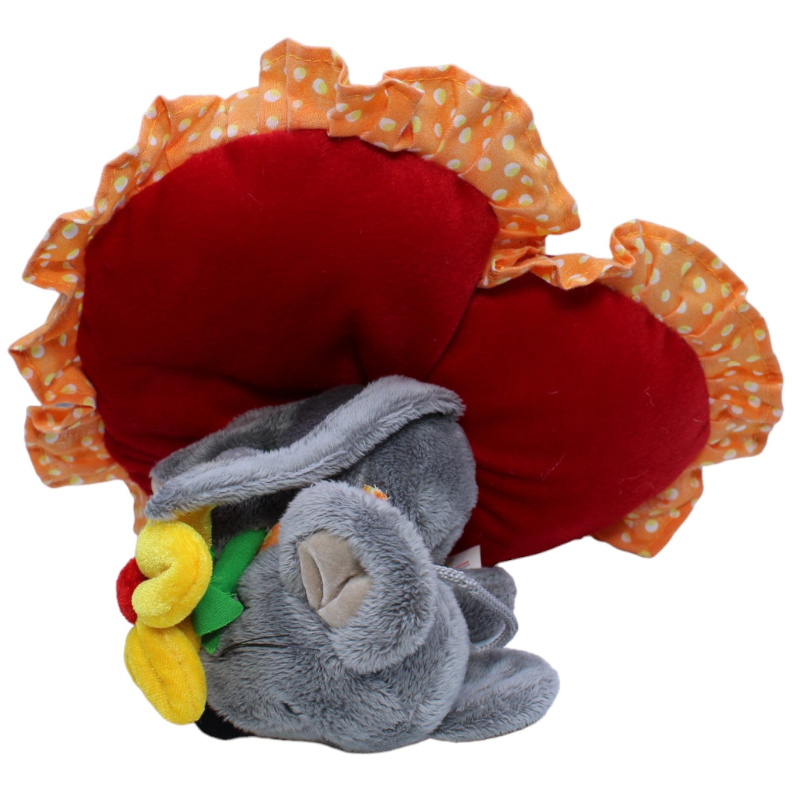 1233833 Heunec Maus mit Blume auf Herzkissen Kuscheltier Kumpel Leo Gebraucht