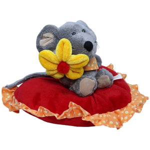 1233833 Heunec Maus mit Blume auf Herzkissen Kuscheltier Kumpel Leo Gebraucht