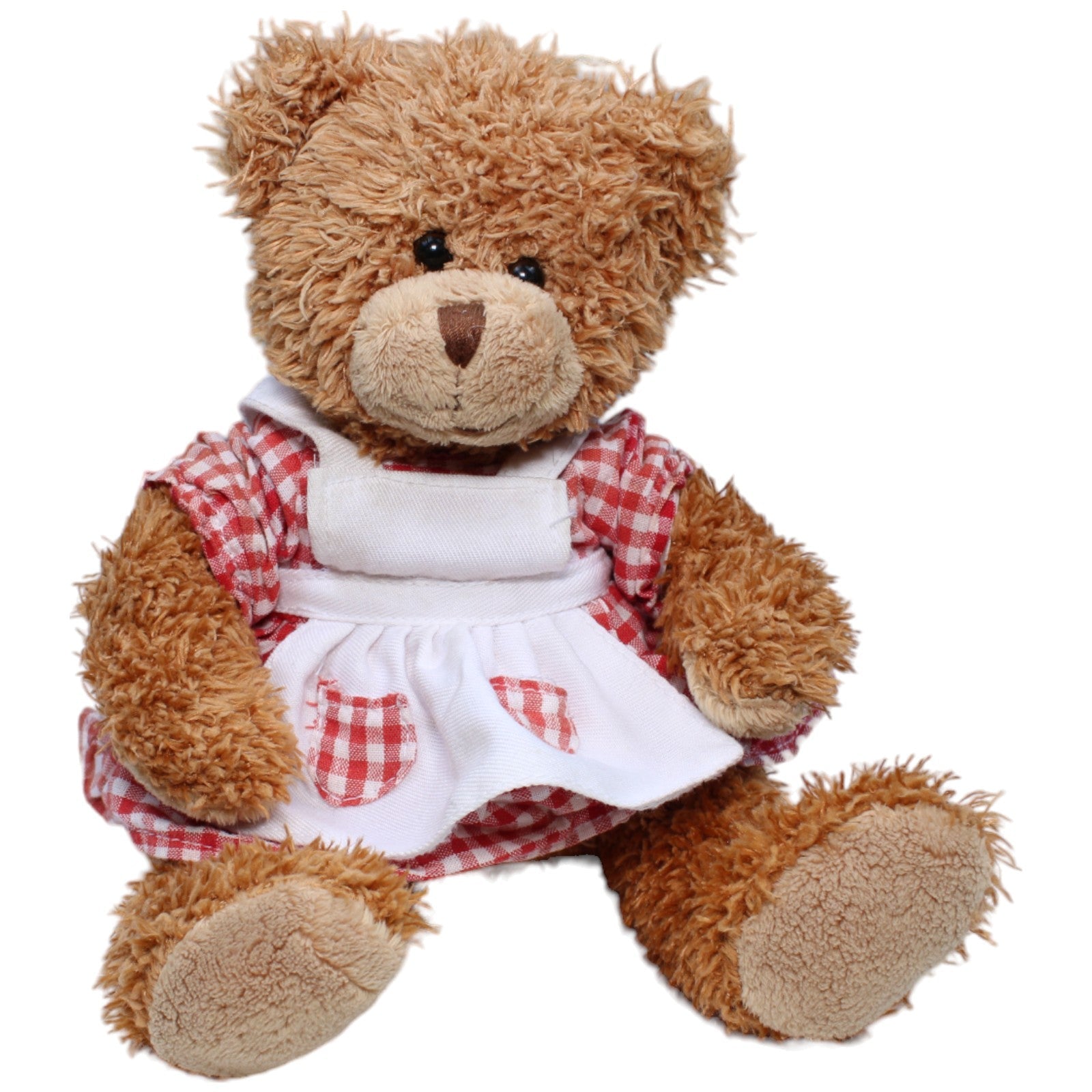 1233865 Sunkid Bärin mit kariertem Kleid, sitzend Kuscheltier Kumpel Leo Bär Gebraucht Teddy