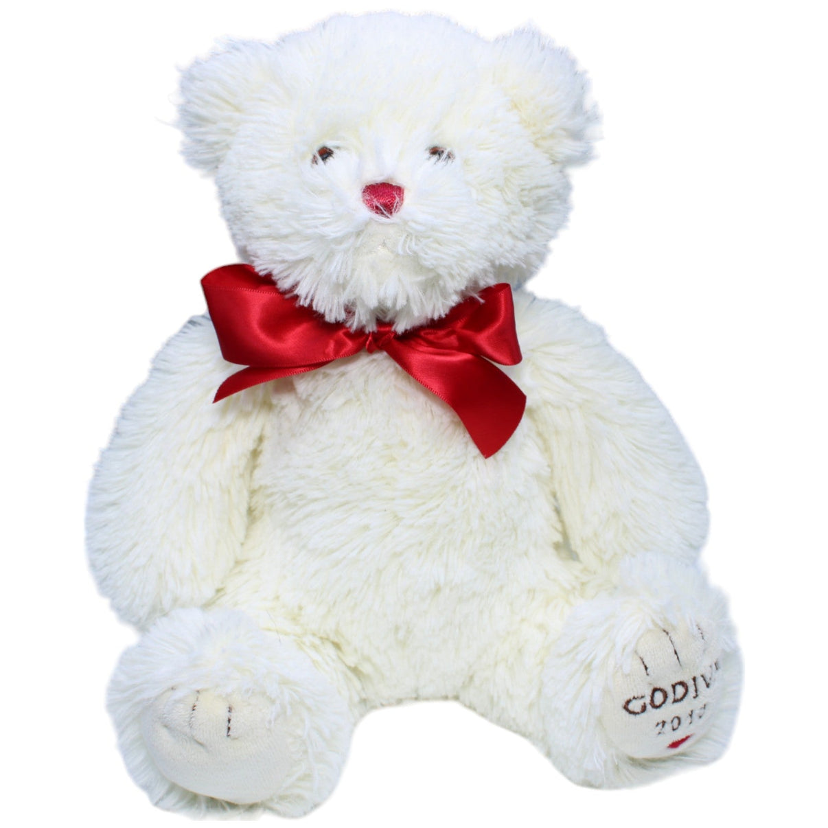 1233939 GUND GODIVA 2010 Teddybär mit Schleife, weiß Kuscheltier Kumpel Leo Bär Gebraucht Schokolade