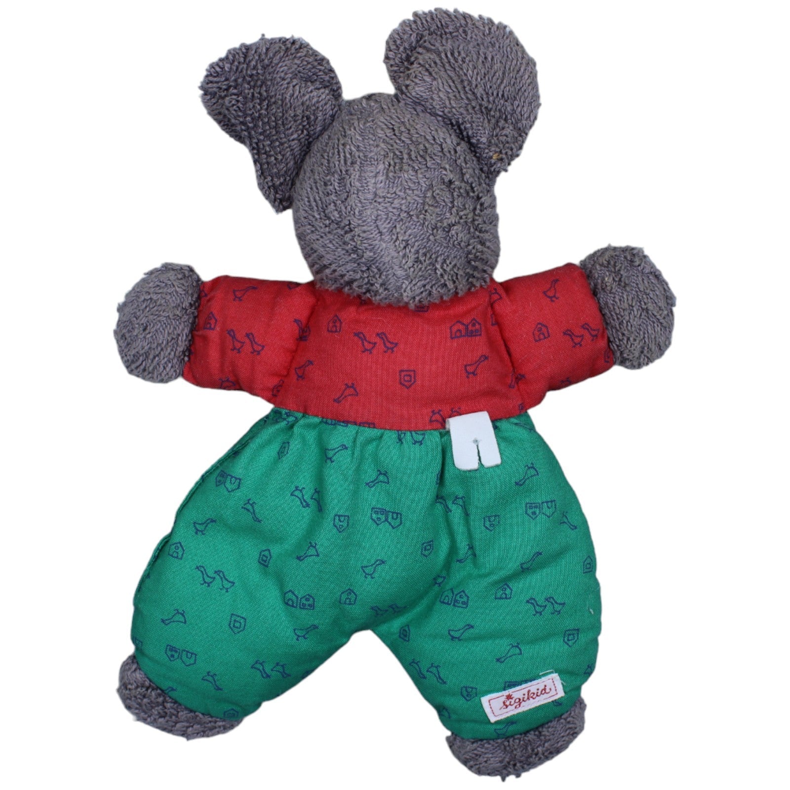 1233949 Sigikid Vintage Frottee-Maus mit Gänsemuster Kuscheltier Kumpel Leo Gebraucht