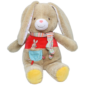 1233996 Nicotoy Hase mit buntem Schal, beige Kuscheltier Kumpel Leo Gebraucht Ostern