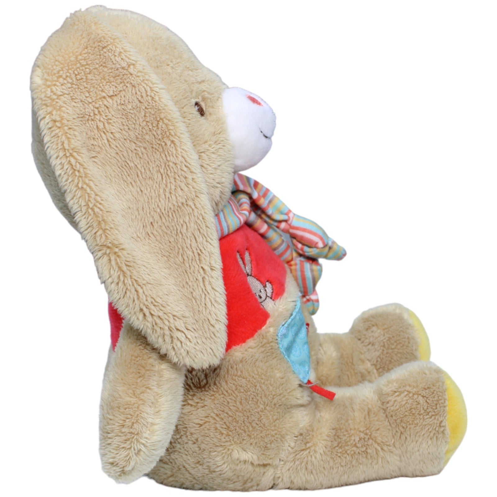 1233996 Nicotoy Hase mit buntem Schal, beige Kuscheltier Kumpel Leo Gebraucht Ostern