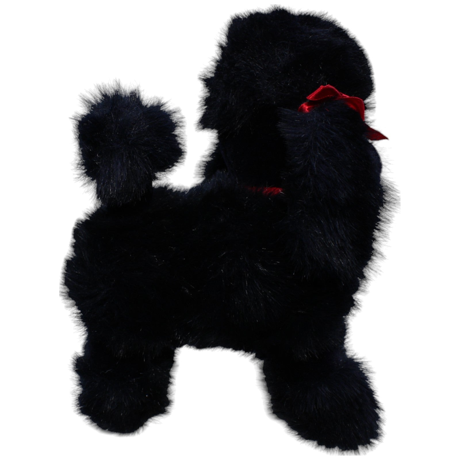 1234053 Geoffrey Vintage Pudel mit roten Schleifen, schwarz Kuscheltier Kumpel Leo Gebraucht Hund