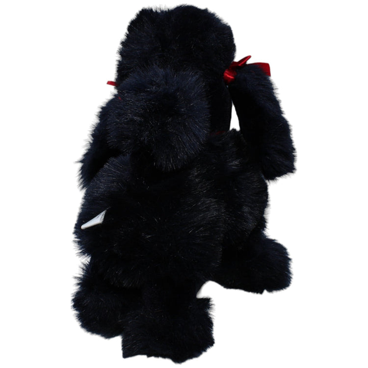 1234053 Geoffrey Vintage Pudel mit roten Schleifen, schwarz Kuscheltier Kumpel Leo Gebraucht Hund