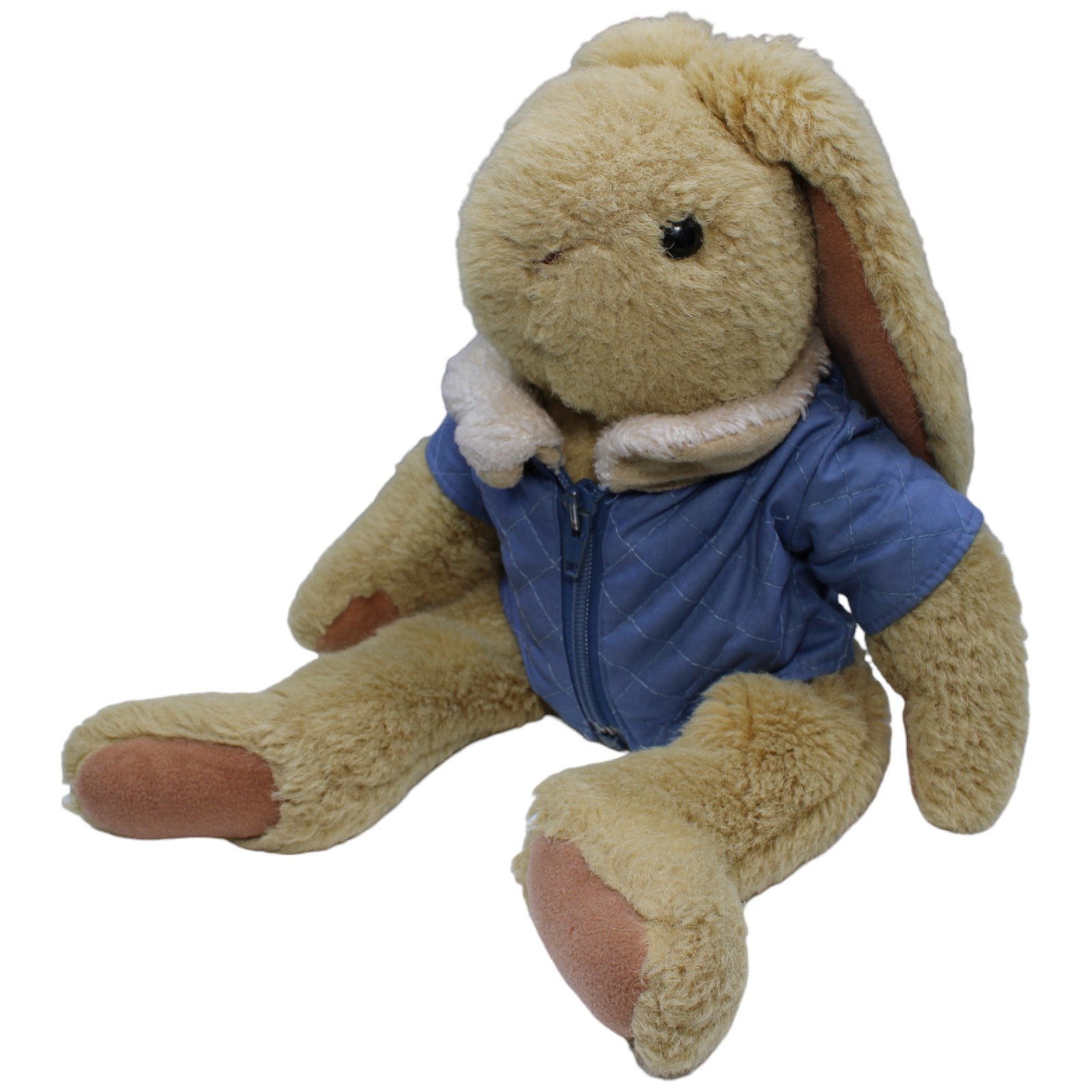 1234065 Tchibo Vintage Hase mit blauer Jacke Kuscheltier Kumpel Leo Gebraucht Kaninchen TCM